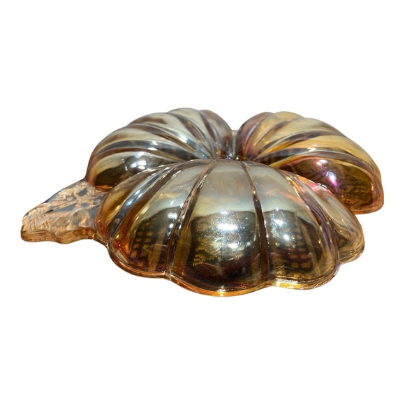 Fenton Peach Luster Glass Floral Candy Dish - Picture 3 of 3